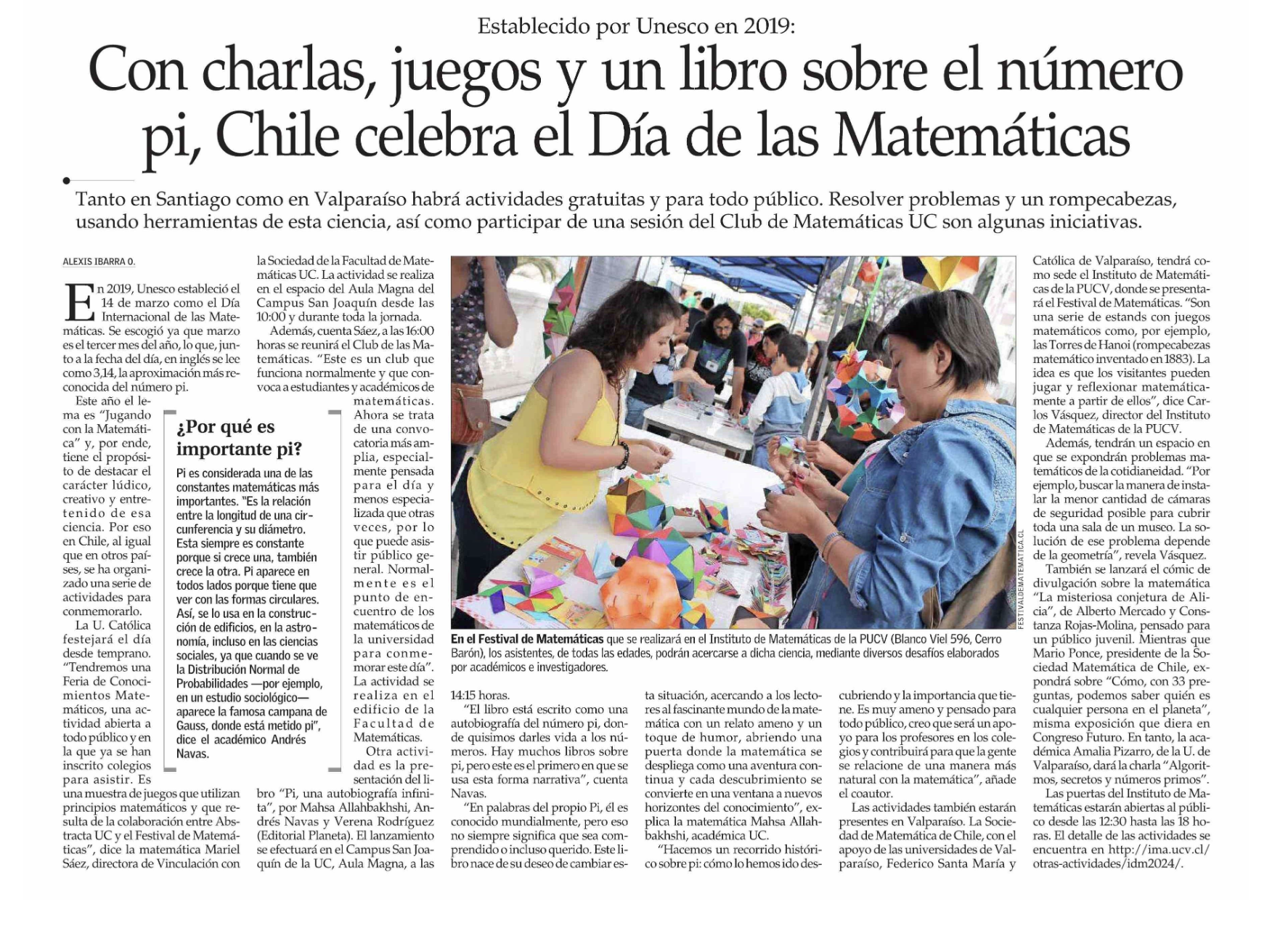 Con charlas, juegos y un libro sobre el número pi, Chile celebra el Día de las Matemáticas